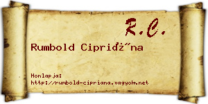 Rumbold Cipriána névjegykártya